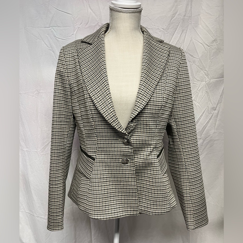 White House Black Market Black and White Checkered Blazer